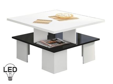 Konferenčný stolík Supra 1 (biela + lesk čierny)