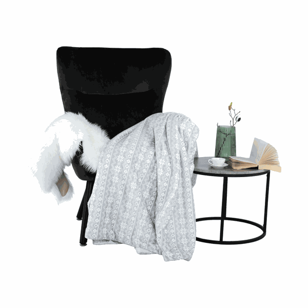 Obojstranná baránková deka, sivá/biela/vzor, 150x200, MARITA
