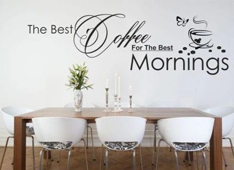 DomTextilu Nálepka na stenu s textom THE BEST COFFEE FOR THE BEST MORNINGS 60 x 120 cm