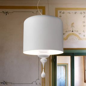 Masiero Závesná lampa Eva S3+1, biela, Obývacia izba / jedáleň, hliník, drevo, K: 75cm