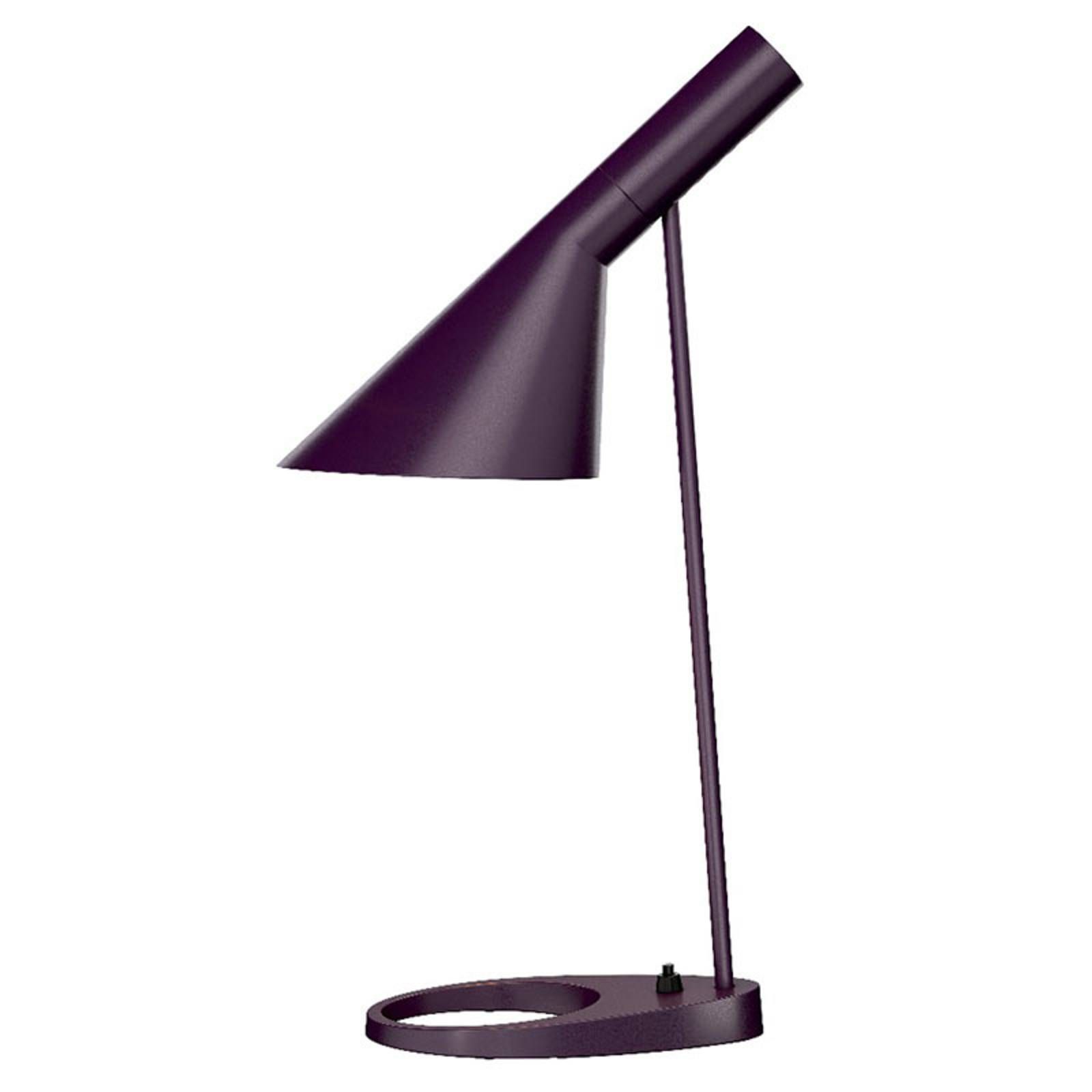 Louis Poulsen AJ - stolná lampa, baklažán, Obývacia izba / jedáleň, oceľ, zinkový tlakový odliatok, E27, 20W, L: 16 cm, K: 56cm