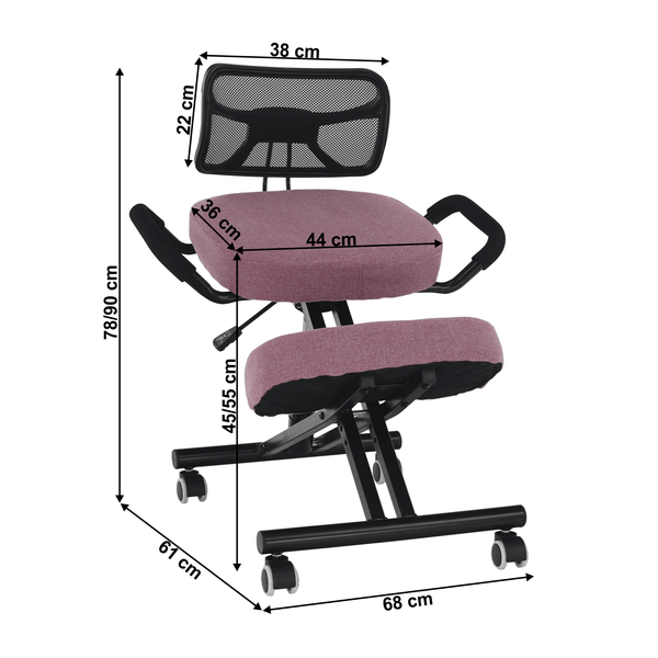 Ergonomická kľakačka, ružová/čierna, RUFUS