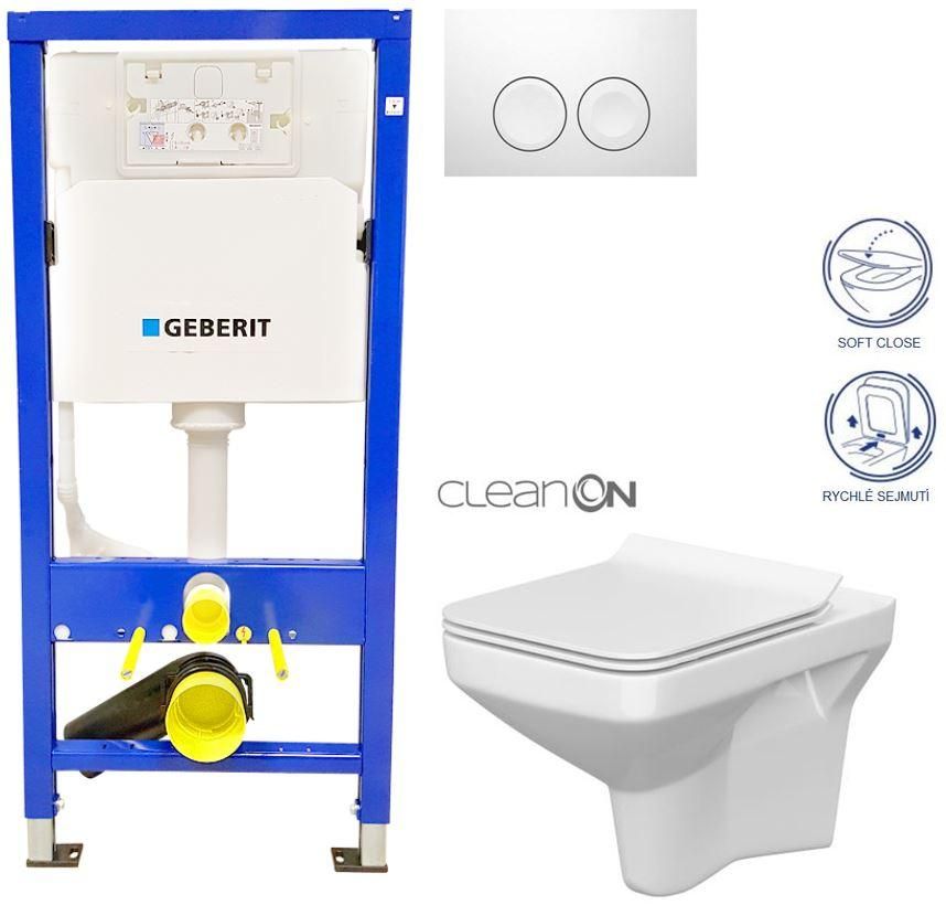 GEBERIT DuofixBasic s bielym tlačidlom DELTA21 + WC CERSANIT CLEANON COMO + SEDADLO 458.103.00.1 21BI CO1