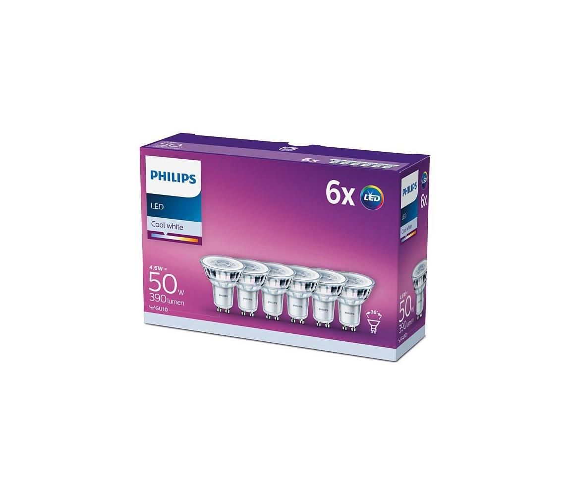 SADA 6xLED Žiarovka Philips GU10/4,6W/230V 4000K