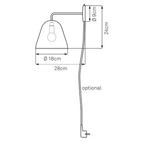 NYTA Nyta Tilt Wall nástenné svetlo kábel červená biela, Obývacia izba / jedáleň, hliník, ušľachtilá oceľ, E14, 46W, L: 18 cm, K: 24cm