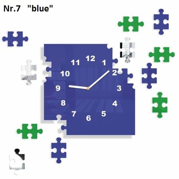 DomTextilu Nalepovacie nástenné hodiny s motívom puzzle 8691-23807