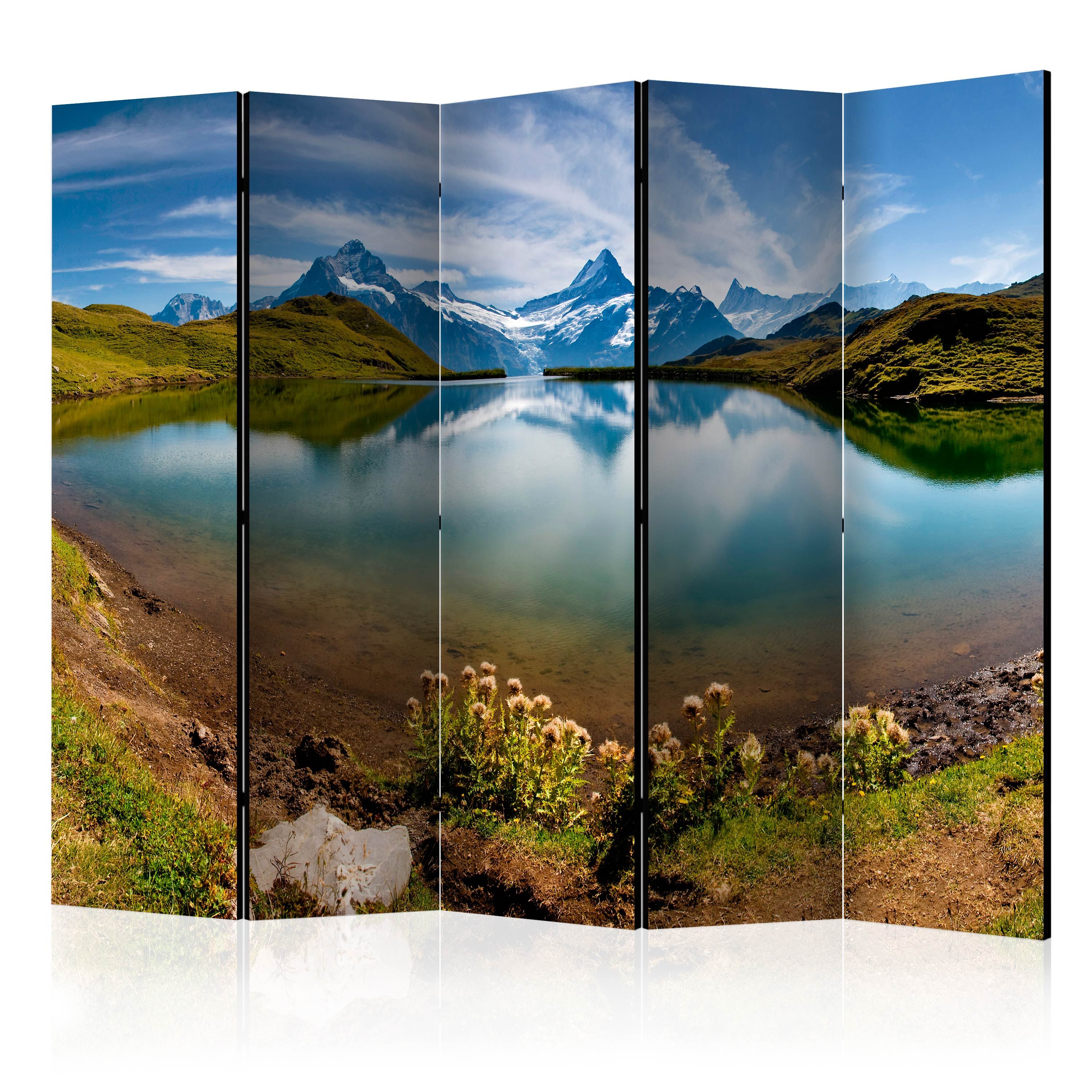 Artgeist Paraván - Lake with mountain reflection, Switzerland [Room Dividers]