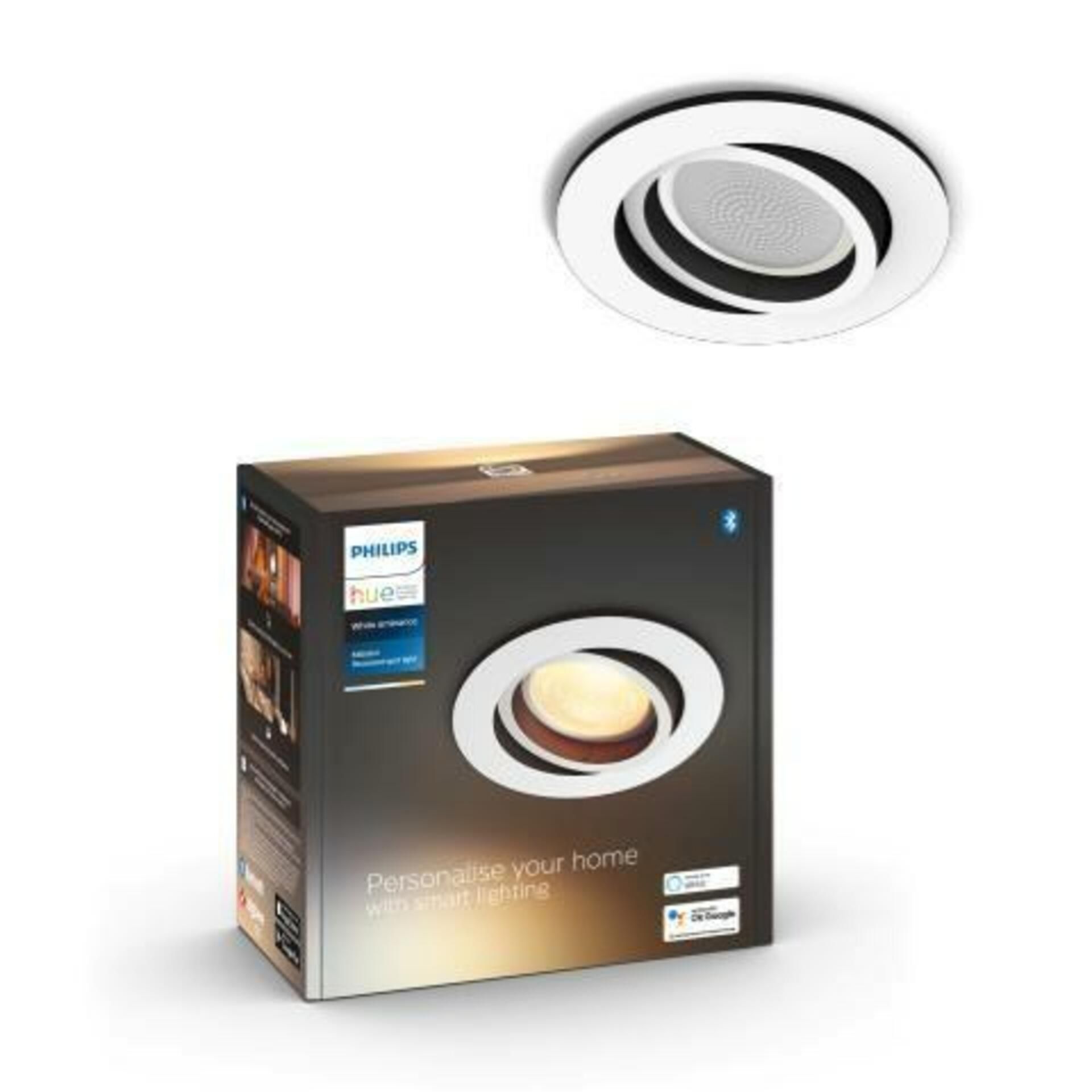 Hue White Ambiance Stropní podhledové svítidlo Philips Milliskin BT 8719514338562 LED GU10 5W 350lm 2200-6500K 230V, bílé kulaté s Bluetooth