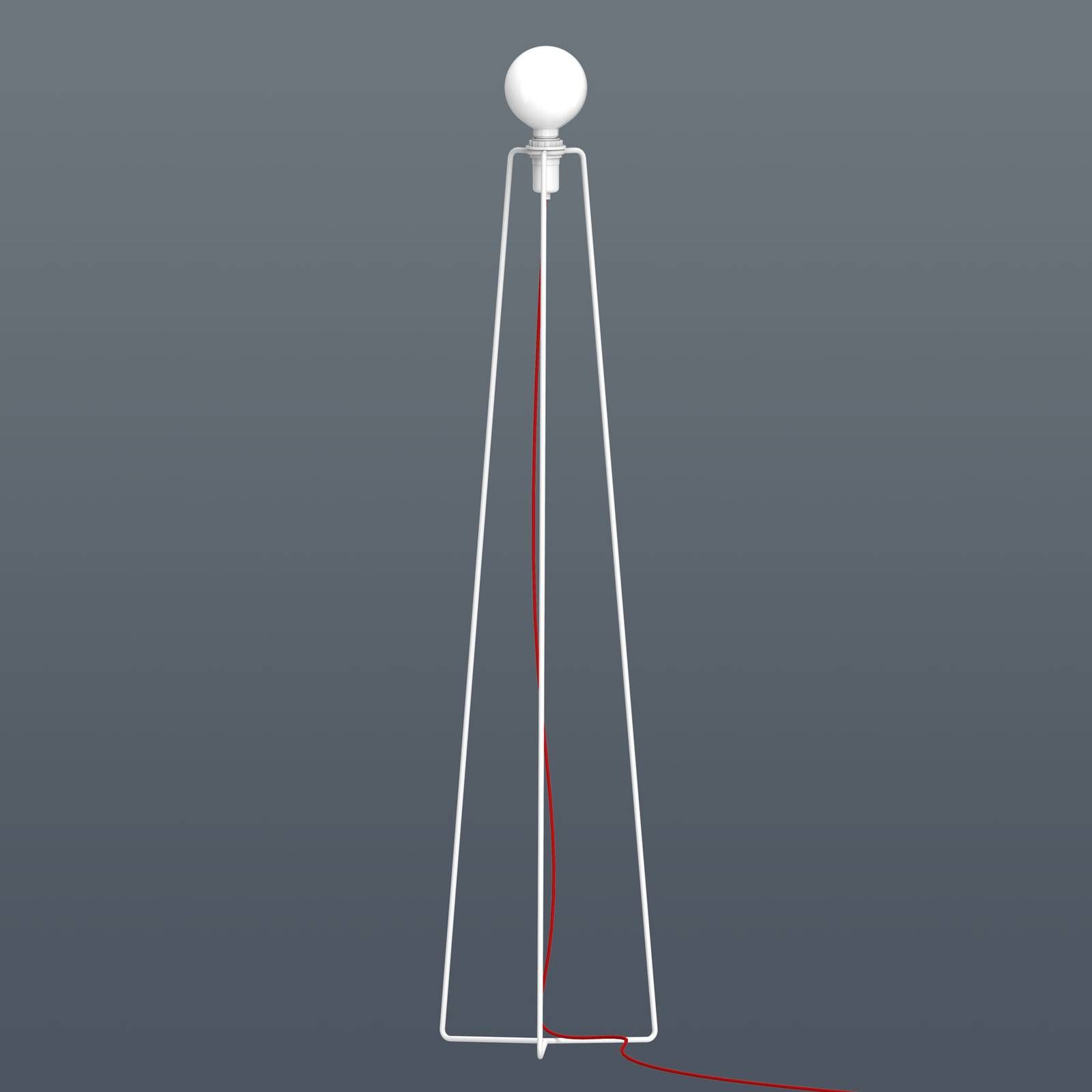 GRUPA Model M3 stojaca LED biela, kábel červená, Obývacia izba / jedáleň, oceľ, sklo, E14, 4W, P: 31 cm, L: 27 cm, K: 147cm