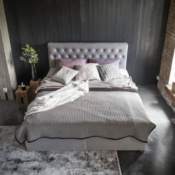 Čalúnená manželská posteľ s úložným priestorom Liborn 160 - béžová