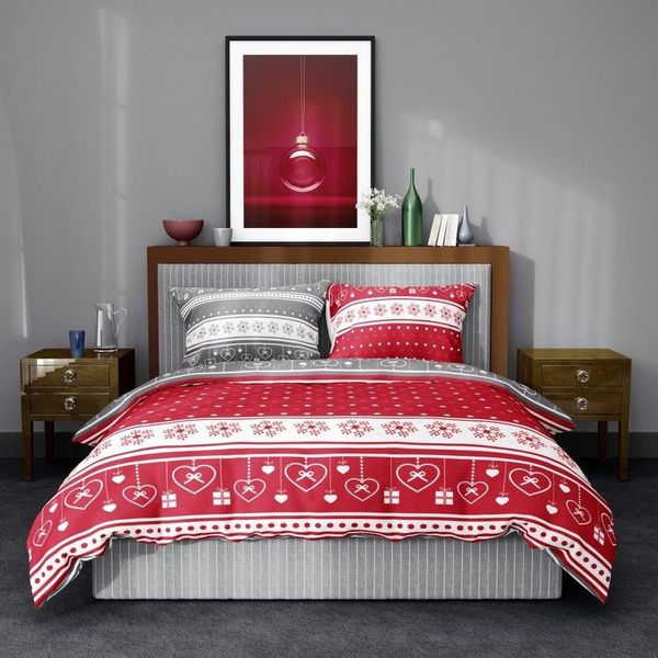 DomTextilu Bavlnené postelné vianočné obliečky s nádhernou červenou potlačou 48462-221733