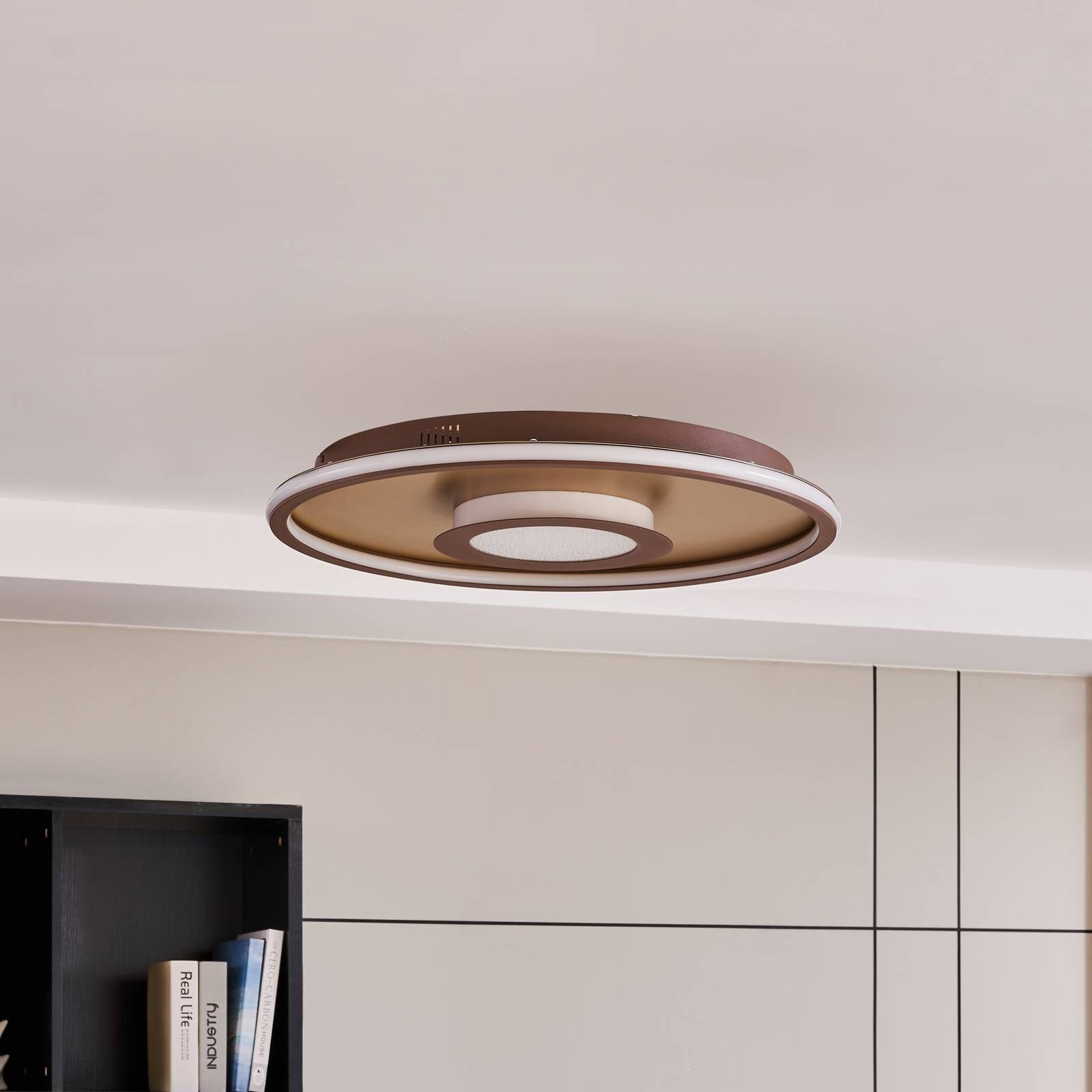 Lindby Pekela stropné LED svetlo, okrúhle, 59 cm, Obývacia izba / jedáleň, železo, hliník, plast, 48W, K: 7.2cm