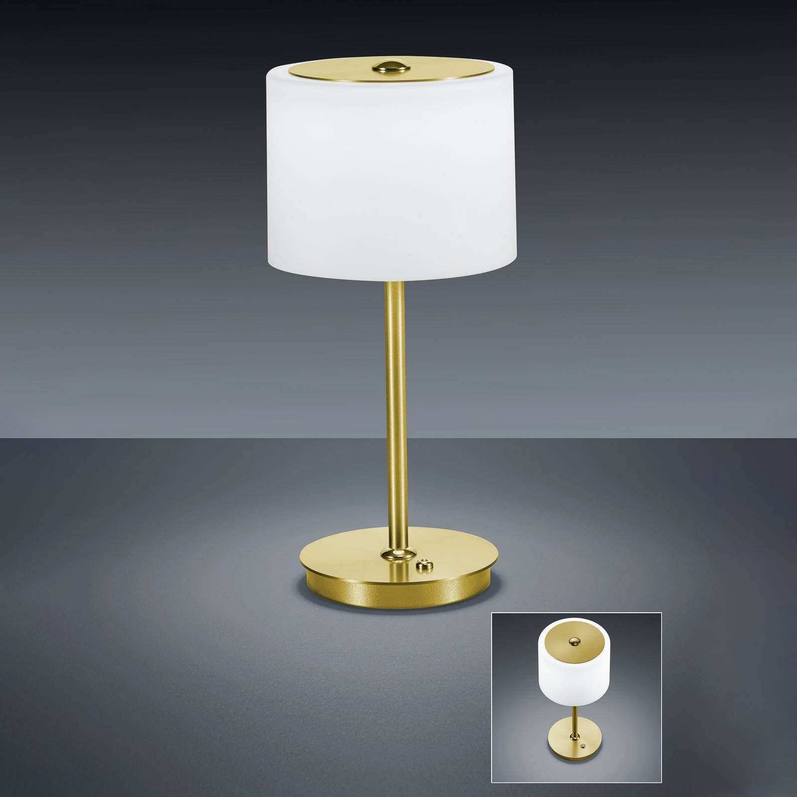 BANKAMP Grazia stolová LED lampa, mosadzná/biela, Obývacia izba / jedáleň, kov, sklo, 24W, K: 34.5cm