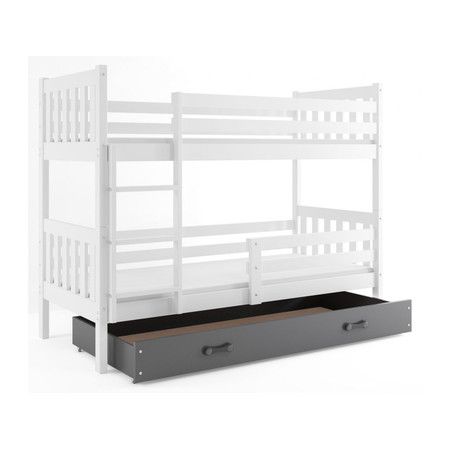 Detská poschodová posteľ CARINO s úložným priestorom 80x160 cm - biela Šedá