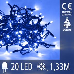 Vianočná LED svetelná reťaz vnútorná - 20LED - 1,33M Modrá