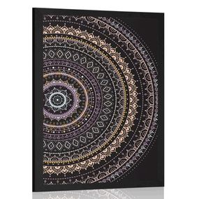 Plagát Mandala so vzorom slnka vo fialových odtieňoch - 40x60 black