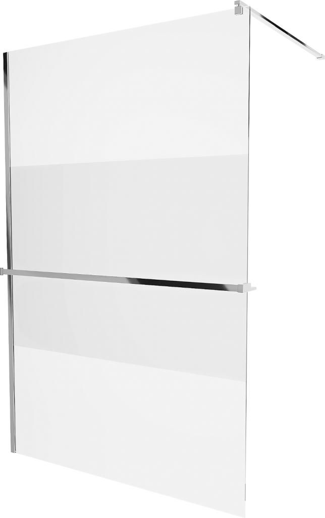 MEXEN/S - KIOTO Sprchová zástena WALK-IN s poličkou a držiakom uterákov 100 x 200 cm, transparent/matné sklo 8 mm, chróm 800-100-121-01-35