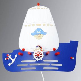 Elobra Detské nástenné svietidlo Pirátska loď, Detská izba, drevo, E14, 40W, P: 50 cm, L: 12 cm, K: 40cm