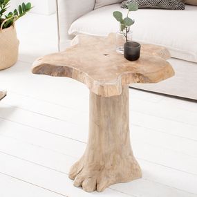 Estila Dizajnový príručný stolík Teak Root 60cm