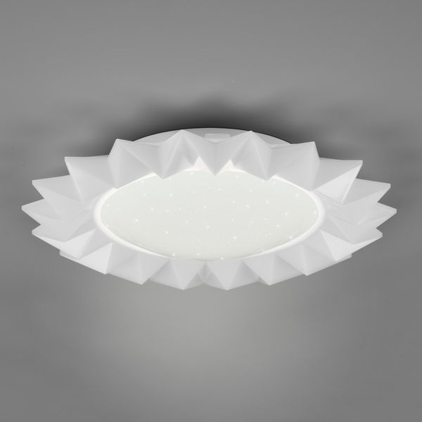 Trio R65071201 LED stropné svietidlo Sunflower 1x13W + 1,5W | 1400lm | 2700-5500K | RGB - stmievateľné, pamäťová funkcia, diaľkové ovládanie, nočný režim, biela