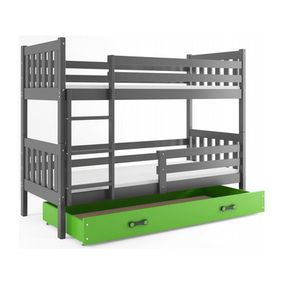 Detská poschodová posteľ CARINO s úložným priestorom 80x190 cm - grafit Zelená