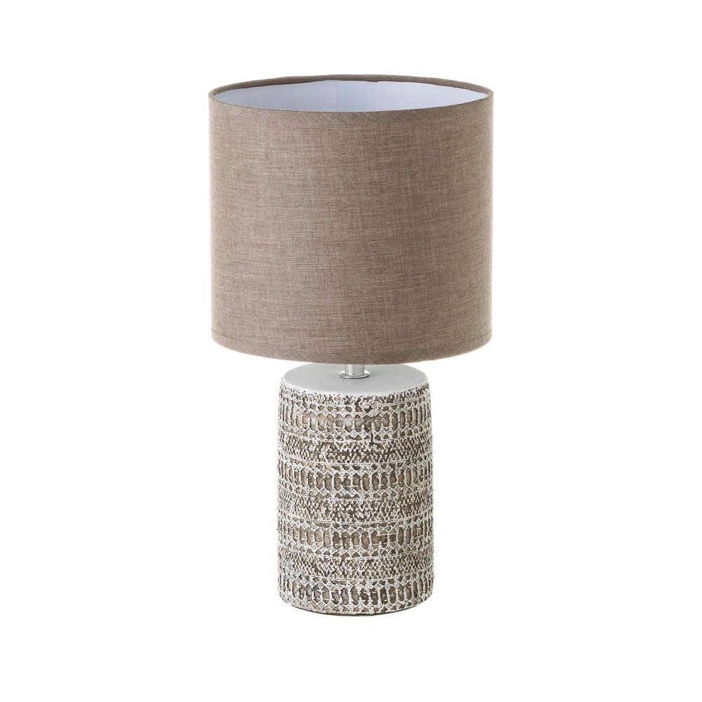 Hnedá stolová lampa s textilným tienidlom (výška 33,5 cm) – Casa Selección