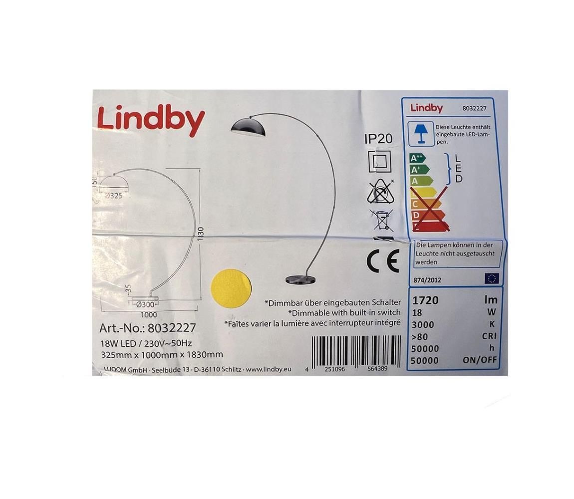 Lindby - LED Stmievateľná stojacia lampa ZARA LED/18W/230V