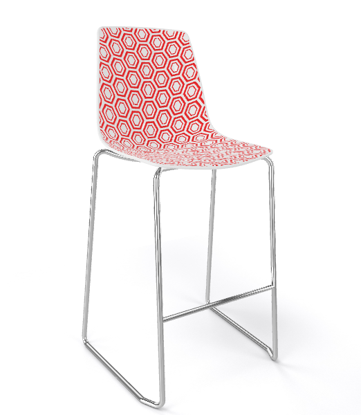 GABER - Barová stolička ALHAMBRA ST nízka, biela/červená/chróm