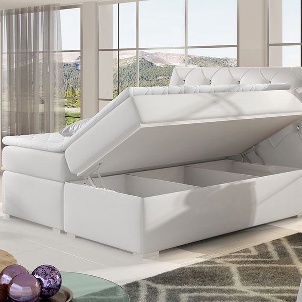 Čalúnená manželská posteľ s úložným priestorom Beneto 160 - svetlosivá (Sawana 21)