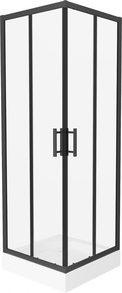 MEXEN/S - Rio štvorcový sprchovací kút 70 x 70 cm, transparent, čierna + vanička Rio, 860-070-070-70-00-4510