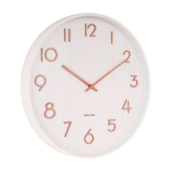 Biele nástenné hodiny z lipového dreva Karlsson Pure Medium, ø 40 cm