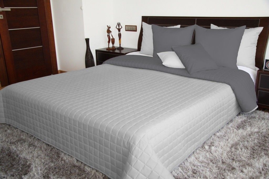 DomTextilu Obojstranný prešívaný prehoz na postel sivej farby Šírka: 75 cm | Dĺžka: 220 cm 23004-141335