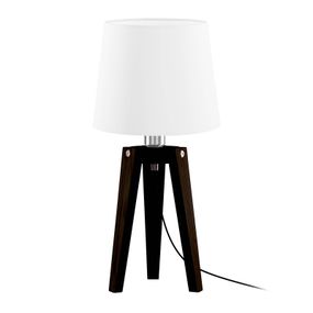HerzBlut Anni stolová lampa hrčavý dub uhlie/biela, Obývacia izba / jedáleň, drevo, textil, nikel, E27, 60W, K: 46.5cm