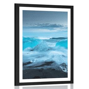 Plagát s paspartou ľadové kryhy - 30x45 black