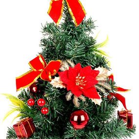 Stromček MagicHome Vianoce, ozdobený, červený, 40 cm