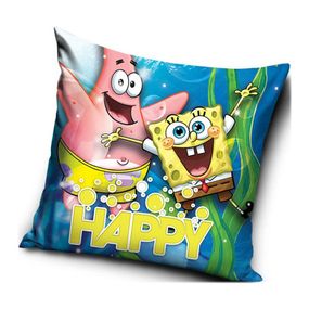 Carbotex · Vankúš  Spongebob a Patrik - motív HAPPY - 40 x 40 cm