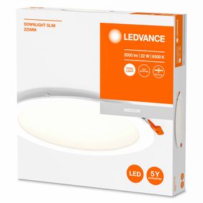 LEDVANCE Recess Slim zapustené LED Ø 22 cm 6 500 K, Chodba, plast, 22W