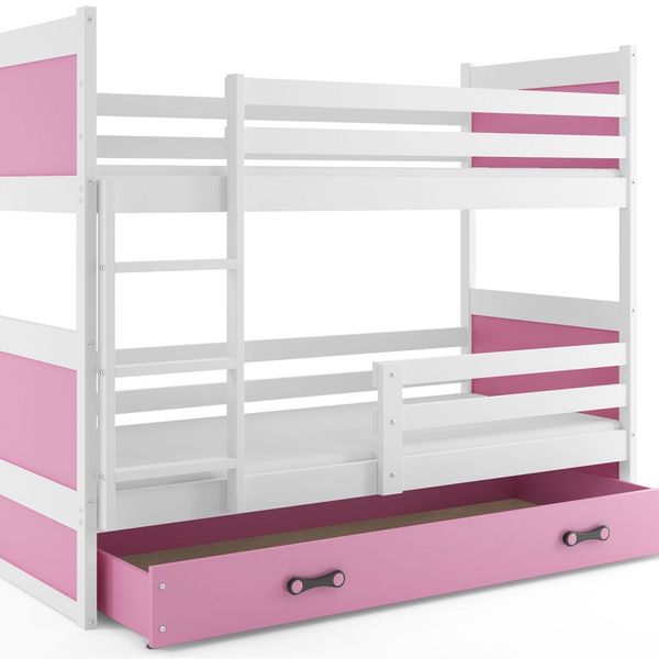 Poschodová posteľ RICO 2 - 200x90cm - Biely - Ružový
