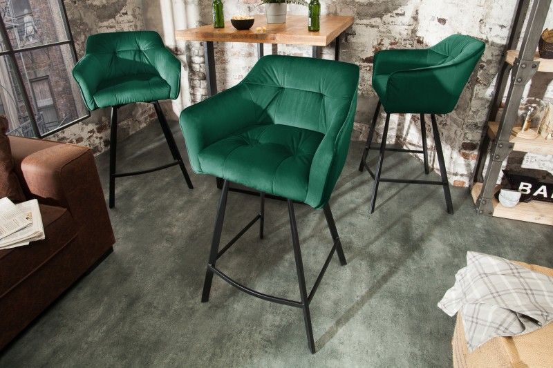 Germany24 - Barová stolička Loft zamat zelená