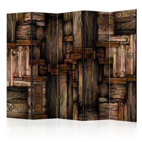 Paraván Wooden puzzle Dekorhome 225x172 cm (5-dielny)