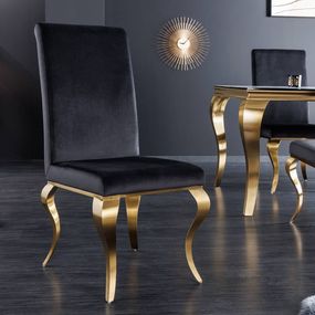 Dizajnová stolička Rococo čierna / zlatá