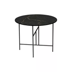 Čierny konferenčný stôl s porcelánovou doskou WOOOD Vida, ⌀ 60 cm