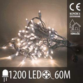 Vianočná LED svetelná reťaz vonkajšia - 1200LED - 60M Teplá Biela
