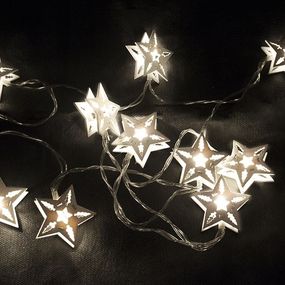 Vianočná dekoratívna reťaz HOLZ - biela hviezda - 10 LED