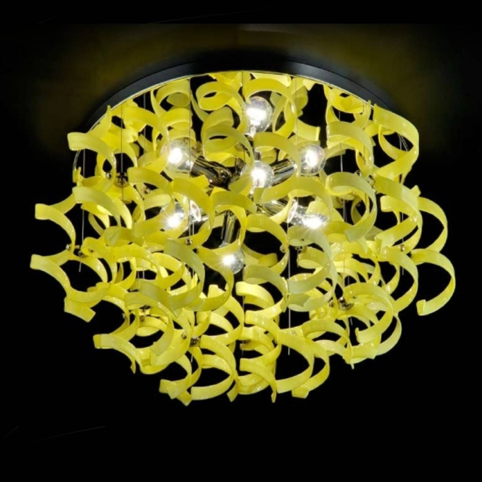 Metallux Žiariace stropné svietidlo YELLOW Ø 70 cm, Obývacia izba / jedáleň, kov, sklo, E27, 60W, K: 40cm