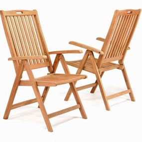 Divero 2028 Skladacia stolička z tíkového dreva, 2 kusy