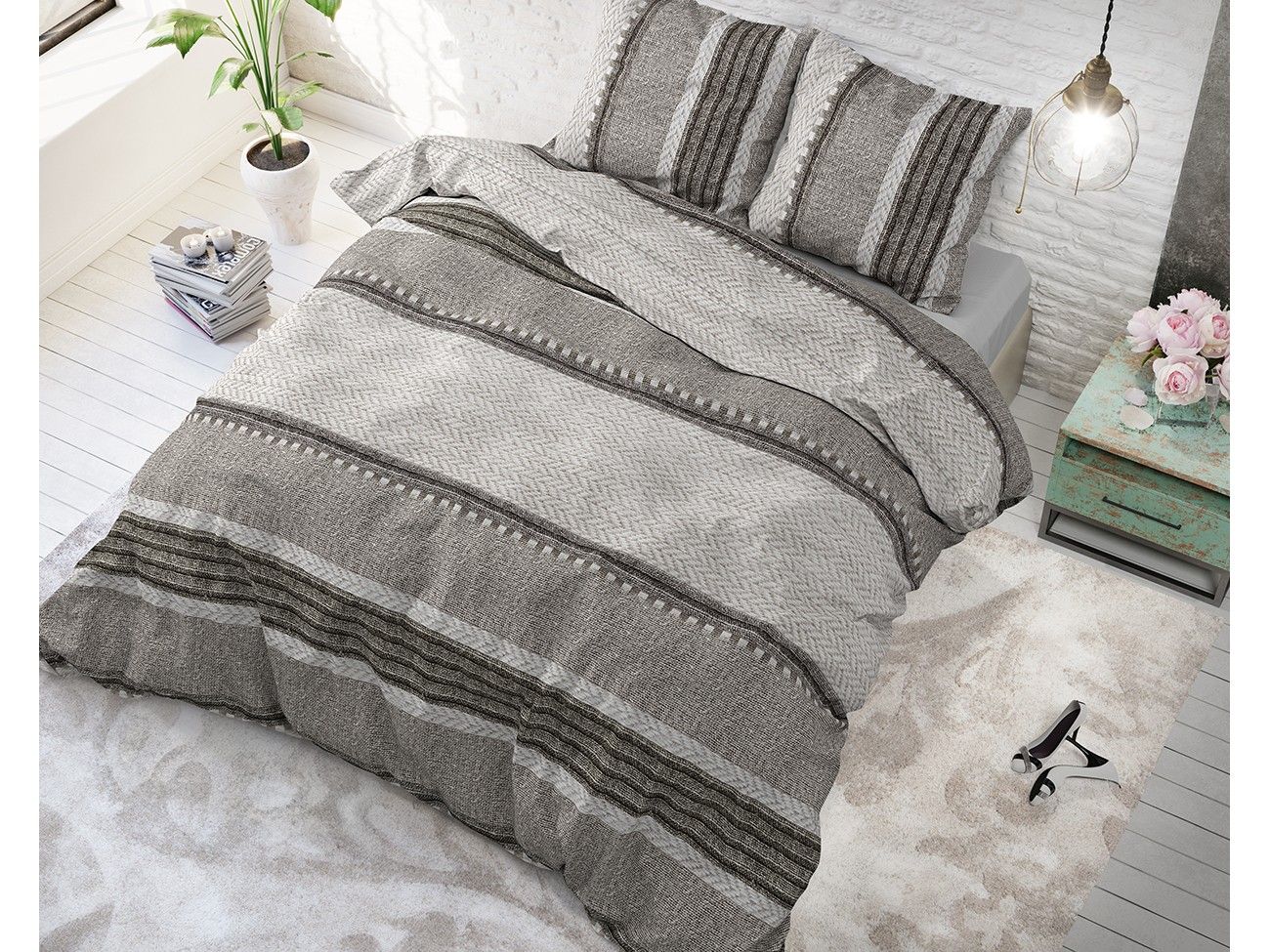DomTextilu Bavlnené posteľné obliečky s pruhovaným motívom RIVER STRIPES 200 x 220 cm 18120