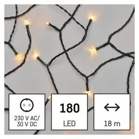 LED vianočná reťaz, 18 m, vonkajšia aj vnútorná, vintage, časovač