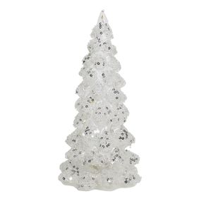 Biely vianočný stromček s trblietkami Led L - Ø13 * 30cm