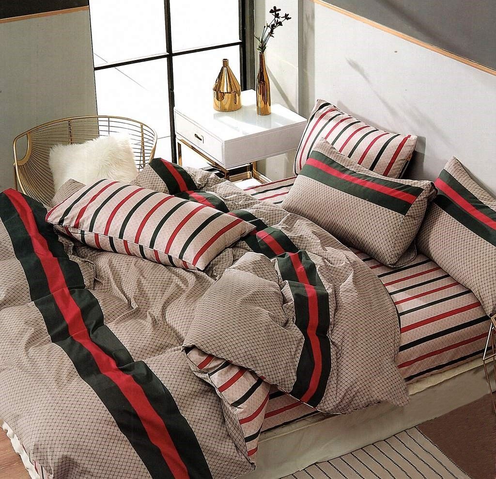 DomTextilu Moderné béžovo červené bavlnené posteľné obliečky 3 časti: 1ks 200x220 + 2ks 70 cmx80 Béžová 34644-166562
